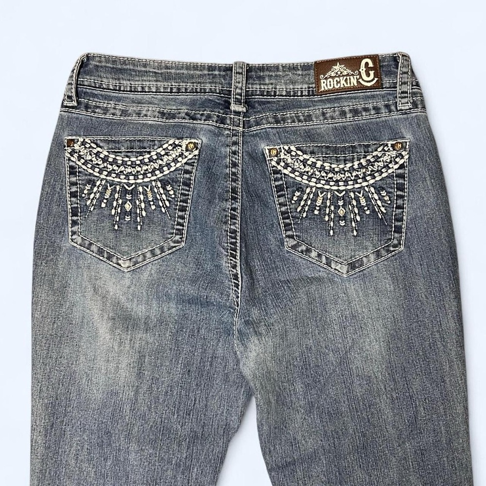 Y2K Denim Embroidered Flare Jeans by Rockin C!